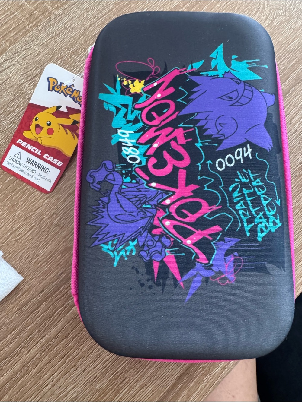 Pokemon Black Pencil Case with Pink and Purple Graffiti Gengar